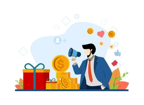 Referral program concept, invitation, business partnership, smm. Ilustración de archivo