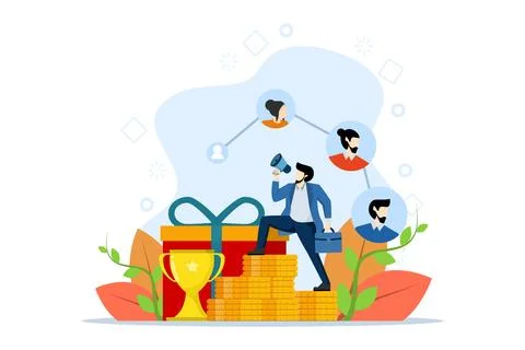 Referral program concept, invitation, business partnership, smm. イラスト素材