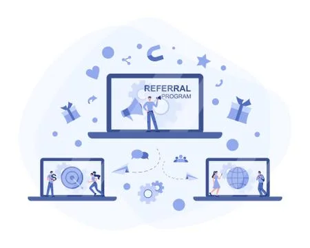 Referral program concept. Referral marketing and business partnership Illustrazione stock