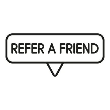 Referral program concept showing refer friend speech bubble Ilustración de archivo