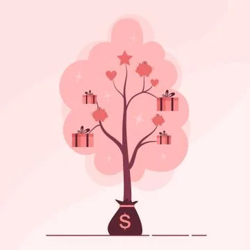 Referral program concept. A tree as metaphor of referral marketing Ilustración de archivo