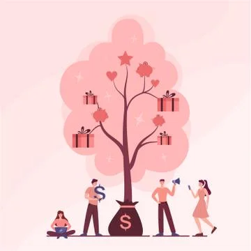 Referral program concept. A tree as metaphor of referral marketing Ilustración de archivo