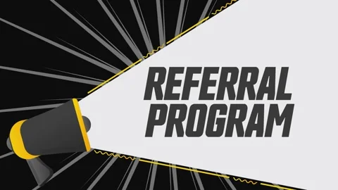 Referral program. Megaphone in promotion banner. Advertising, marketing speech Stock Footage 226818044