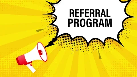 Referral program megaphone yellow banner in flat style. Motion graphics. Vídeos de archivo 152829109