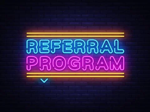 Referral Program Neon Text Vector. Neon sign, design template, modern trend Stock Illustration