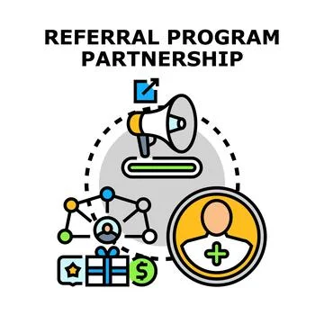 Referral program partnership concept for business marketing Stock Illustration