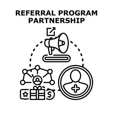 Referral program partnership concept for business marketing Stock Illustration