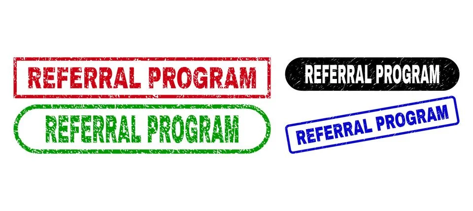 REFERRAL PROGRAM Rectangle Watermarks Using Corroded Texture Stock Illustration