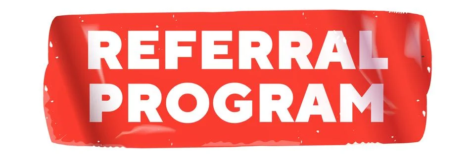 Referral Program red sticker with bold white typography. Glossy adhesive 库存插图