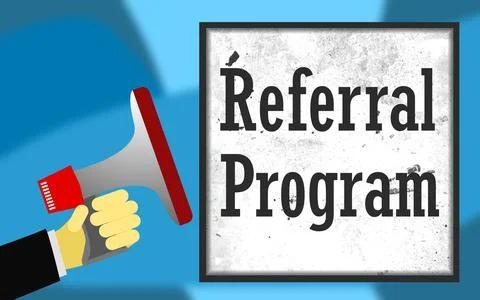 Referral program word with megaphone sound icon Stock-Illustration