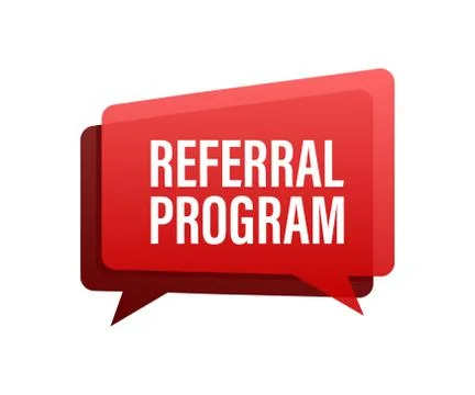 Referral program written on red label. Advertising sign. Vector stock Illustrazione stock