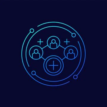 Referrals, affiliate program icon, linear design Stock Illustration