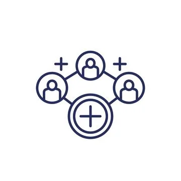 Referrals, affiliate program line icon on white イラスト素材