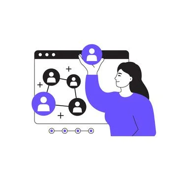 Referrals, affiliate program vector illustration with a girl Stock Illustration