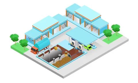 Refill at the gas station Stock Illustration