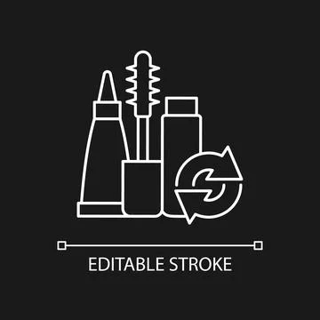 Refillable mascara white linear icon for dark theme 스톡 일러스트