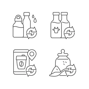 Refillable options linear icons set Stock Illustration
