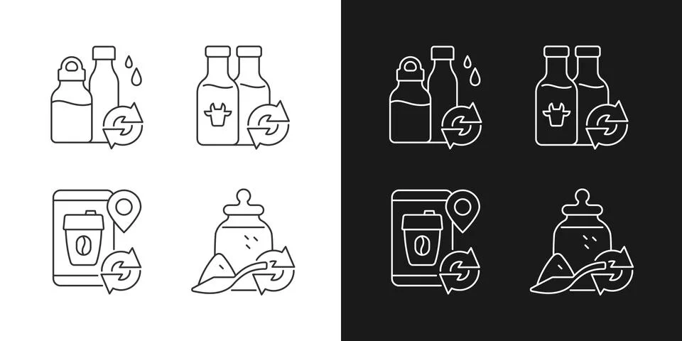Refillable options linear icons set for dark and light mode Stock Illustration