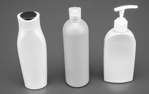 Refillable plastic liquid cosmetic packaging containers HDPE multicolor blue Stock Photos