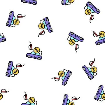Refilling car with hydrogen vector seamless pattern Stock Illustration