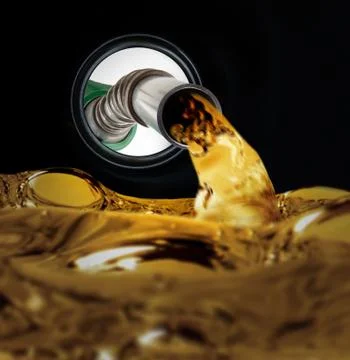 Refilling fuel view from inside of gas tank of a car Stock Photos