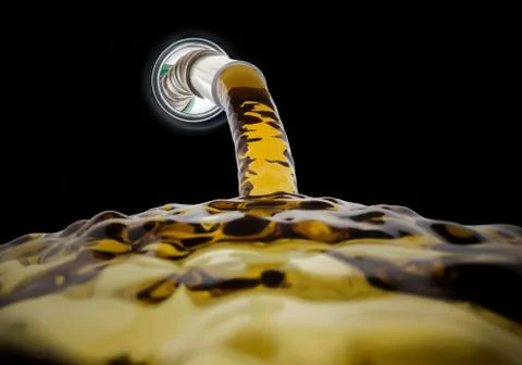 Refilling fuel view from inside of gas tank of a car Stock Photos