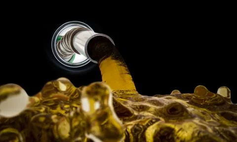 Refilling fuel view from inside of gas tank of a car Stock Photos