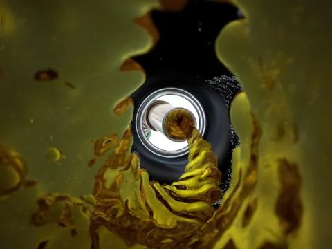 Refilling fuel view from inside of gas tank of a car Stock Photos