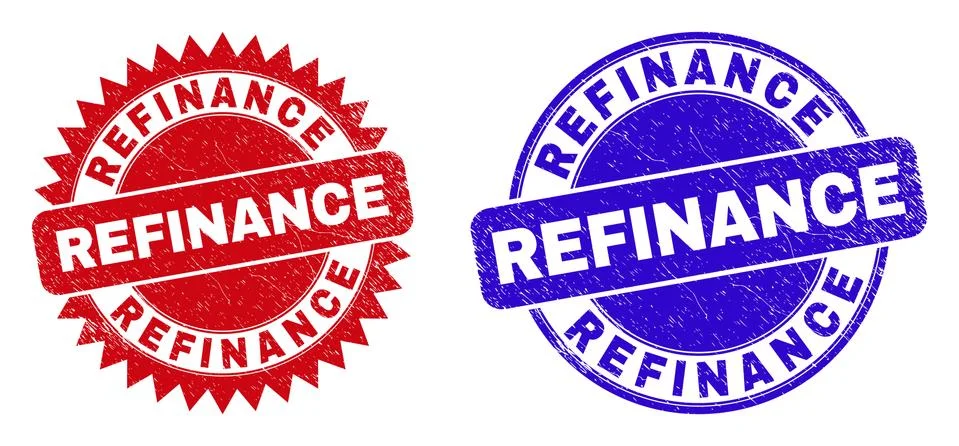 REFINANCE Rounded and Rosette Watermarks with Scratched Style Stock Illustration