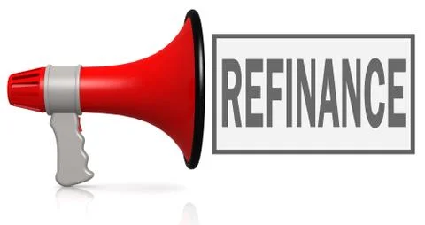 Refinance word with red megaphone Stock Illustration
