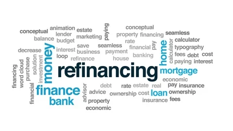 Refinancing animated word cloud. Kinetic typography. Stock Footage 102724645