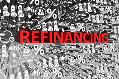 REFINANCING concept blurred background 3d render illustration Stock Illustration