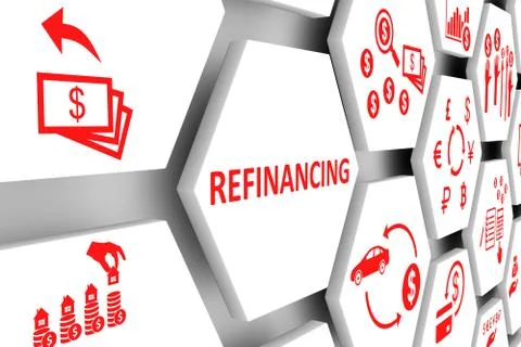 REFINANCING concept cell background 3d illustration Stock Illustration
