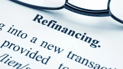 Refinancing Document with Eyeglasses  Financial Concept Close-Up Stock Footage 333933533