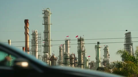 Refinary in Los Angeles, slow motion 4k 스톡 동영상 318286266