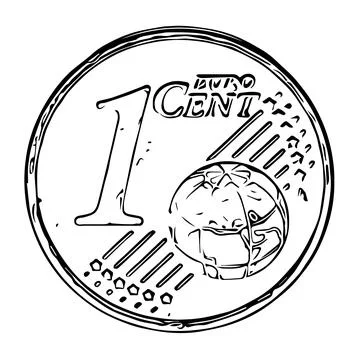 Refine your designs with this Vector Grunge Texture of a one euro cent coin Stock Illustration