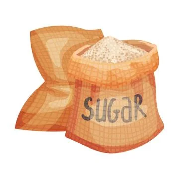 Refined Brown Sugar Poured in Sacks Vector Illustration Stock Illustration
