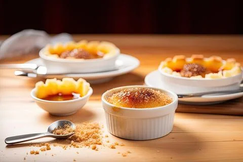 Refined Creme Brulee, Beige and Caramelized, French Classic Stock Photos