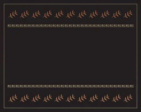 A refined dark panel features repeated copper foliage and classical key lin.. Stock-Illustration