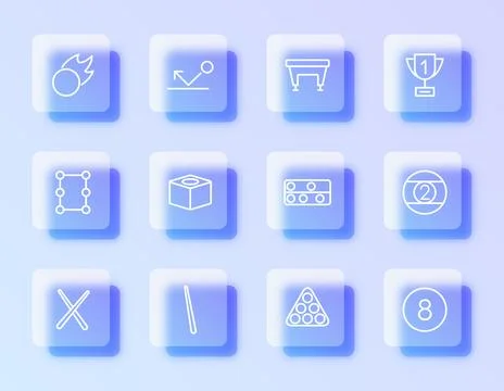 A refined glassmorphism vector icon set Stock Illustration