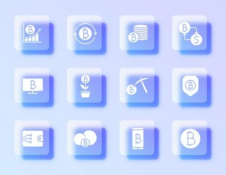 A refined glassmorphism vector icon set Illustrazione stock