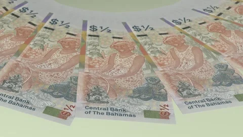 Refined Looping Design 50 cent Curency of Bahamas Stock Footage 302598393