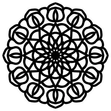 Refined Lotus Rosette with Interlocking Petals and Layered Geometric Ornament Stock Illustration