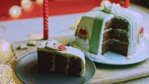 Refined macro detail of cake decorating process in split screen Video stock 342140784