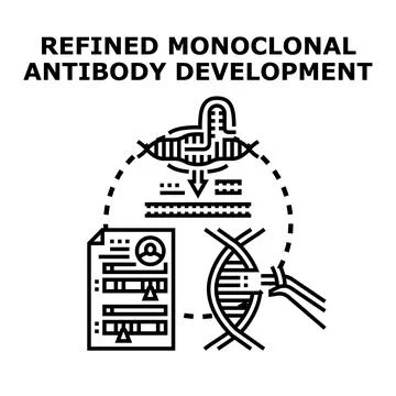 Refined monoclonal antibody development process research Stock Illustration