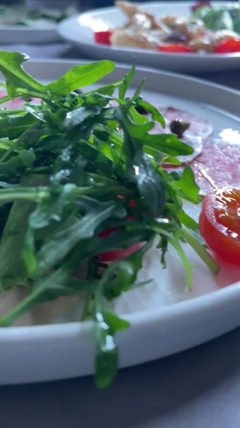 Refined presentation featuring various highend culinary creations and decor Stock Footage 335674951