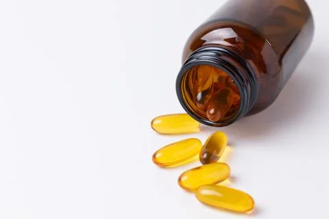 Refined Presentation Highlighting Nutritious Fish Oil Supplements Promoting Foto stock