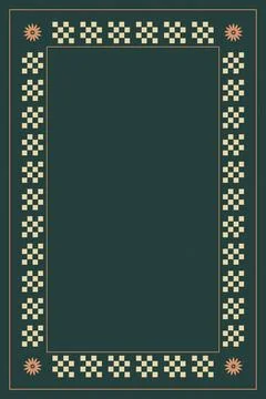 A refined rectangular frame decorated with repeating floral tiles and corne.. Stock-Illustration