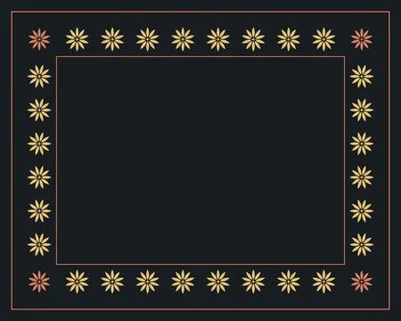 A refined rectangular frame of stylized blossoms and fine lines surrounds a.. Stock Illustration