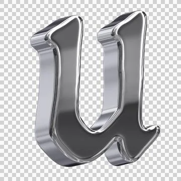 Refined Silver Chrome 3D Letter U Stock Illustration